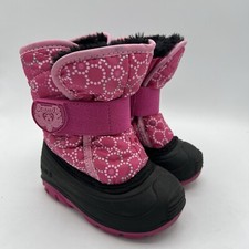 Kamik Snowbug Pink Black Winter Fur Lined Snow Boots Toddler Girls Sz 5 EUC