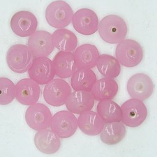 Glass Beads Pink Translucent Disc Rondelle 5X9mm. Pack of 25. Made in India.