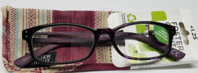 +1.25 FOSTER GRANT GREENVIEW ECO WOMENS BERNADETTE VISION READING GLASSES W/CASE