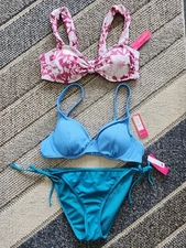 NEW!! Lot Of 3 XHILARATION Jrs. Women's Bikini Tops and Bottoms Swimsuits L 8-10
