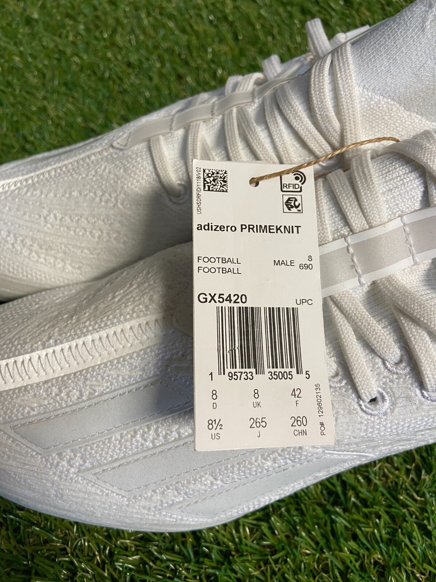 ★ラブ★ Adidas Adizero Primeknit Triple White Silver Football Cleats Mens