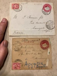 (2) Egypt Covers 1897-08 era 1 to France, 1 to Hamburg Germany SKU#35330
