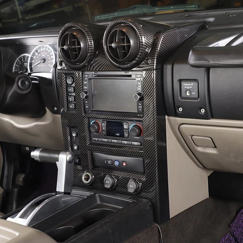 ABS Carbon Fiber Interior Center Console Trim Cover Set Fits Hummer H2 2003-2007 - Picture 29 of 30