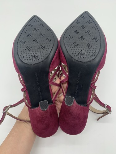 Adrianne Vittadani Magenta Suede Slingback Sandals Pointed Toe Size 9 ITM22 - Picture 10 of 11