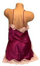 Berkliff Fantasy Nightwear by Janice Lee Pink Shiny Lace Trim Nylon Nightie L