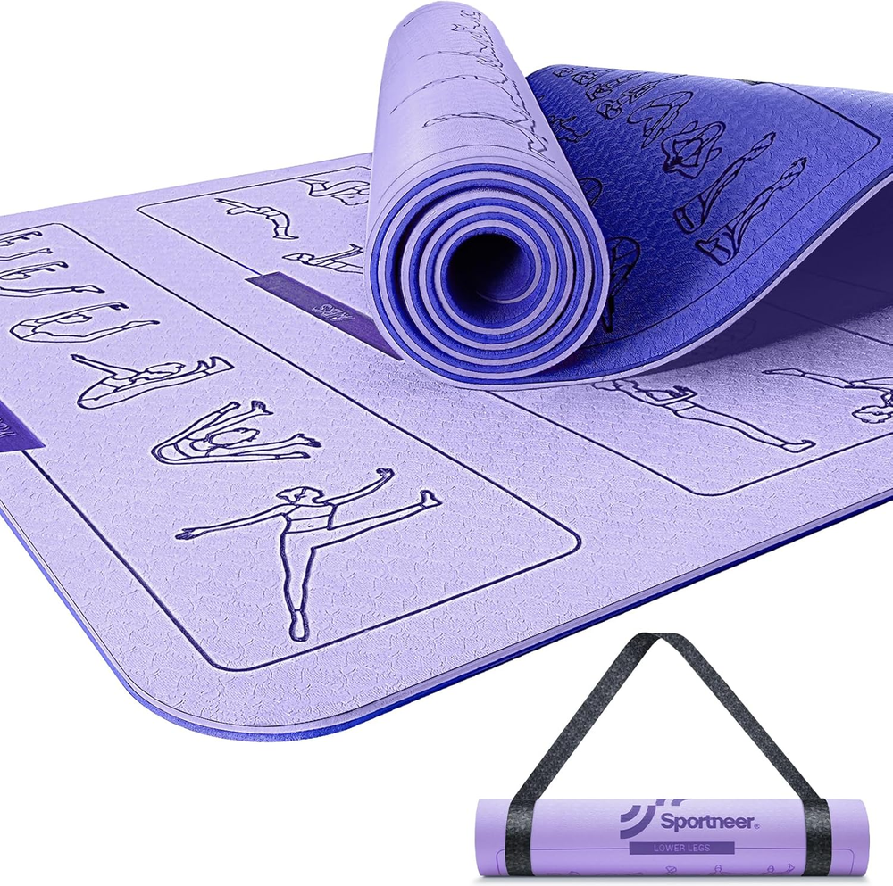 Non-Slip Double-Sided Yoga Mat with Poses for Women & Men - Perfect for Exercise