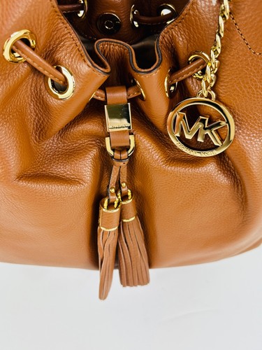 Michael Kors Camden Drawstring Leather Shoulder Tote Brown Large - Picture 6 of 11