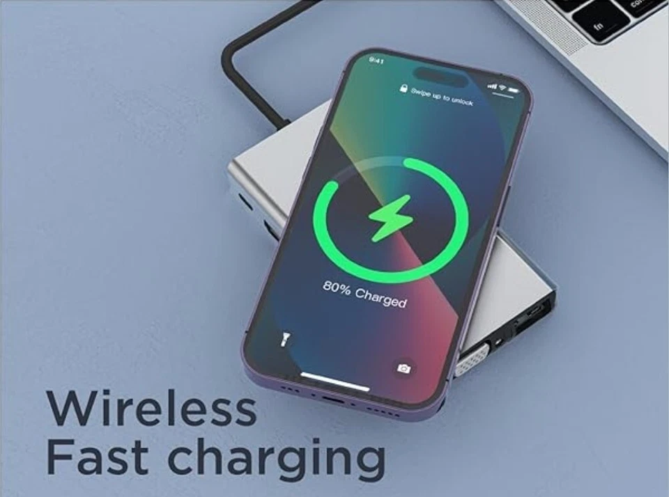 13-in-1 Docking Station with Wireless Charging, Multiport Adapter with HDMI, VGA - Image 2 of 4