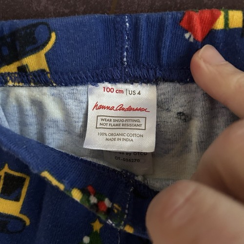 Hanna Andersson size 100 (4) holiday construction blue pajamas - Picture 10 of 12