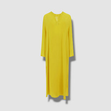 $4500 Valentino Women's Yellow Georgette Silk V-Neck Maxi Dress Size 46