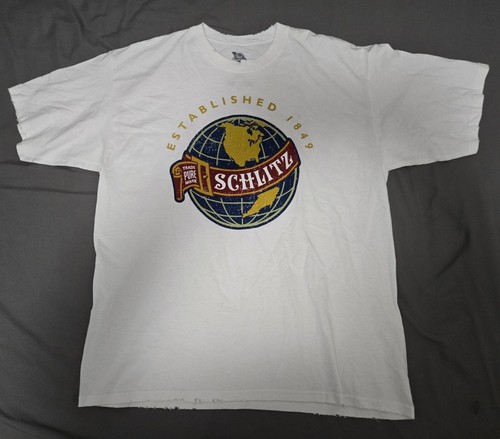 Schlitz Beer T-shirt With Pre-Ripped Edges Size OS PBR Hamms Coors Busch Blitz