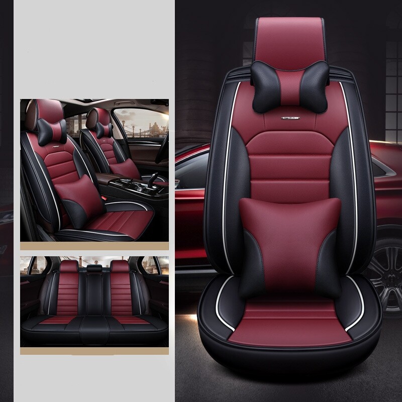 Full Set 5-Seat Leather Seat Covers For Toyota Cars - Front & Rear, Airbag Compatible