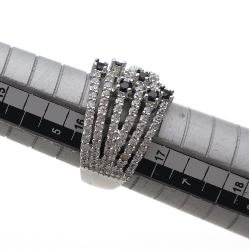 Umwerfend Cz Multiband Hochzeit Ring für Damen IN Silber Ton - 7 Reihen Design - Bild 53 von 70
