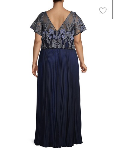 JS COLLECTIONS NEW Women's Blue Mesh Pleated Lace Ball Gown Dress 16W $420 New - Picture 12 of 12
