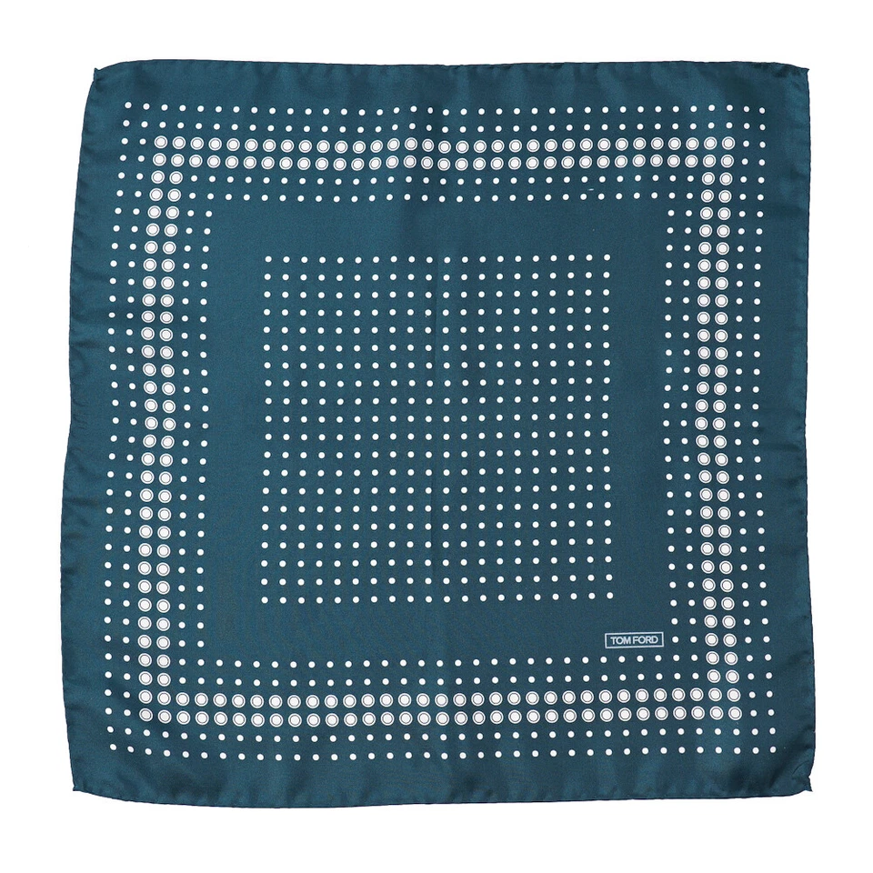 Новый $180 TOM FORD бирюзовый зеленый и белый точка печати шелковый карман квадратный - Изображение 2 из 4