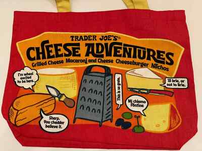 Trader Joe's Bag  Reusable Canvas NEW Cheese Adventures Shopping Cotton Set of 2