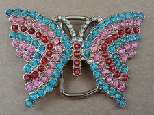 Rhinestone Butterfly Belt Buckle Bling Fashion Wear Accessories Multicolor