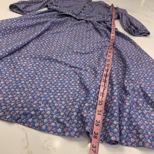 Vintage 3/4 Sleeve Belted Micro Floral Print Prairie Dress Size Medium No Tags - Picture 8 of 12