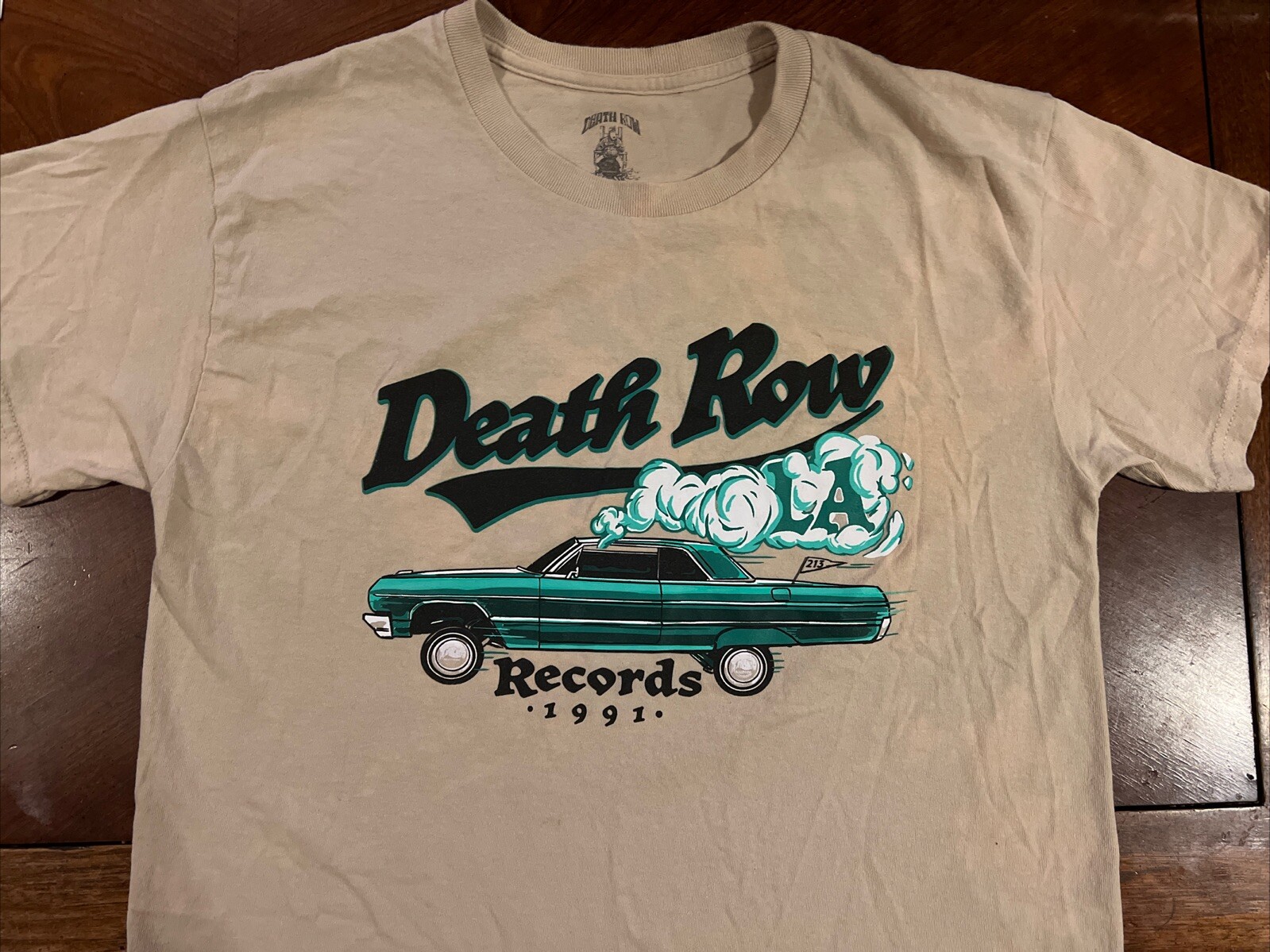 FILA T shirt Death Row Records 1991 M manica corta marrone auto girocollo ottime condizioni