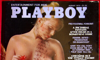 Playboy Magazine August 1975 Lillian Muller, Little Annie,Vargas Pin Up VG Cond.