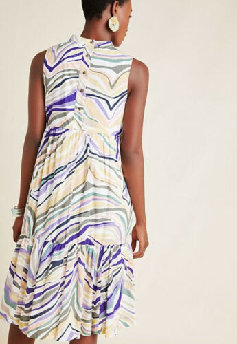 Anthropologie Faustina ärmelloses Midi Swing Kleid aus Baumwolle Größe 4 neu mit Etikett - Bild 3 von 4