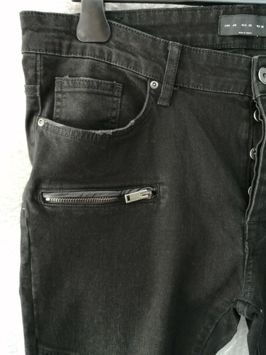 ZARA ZMDC - PANTALONI JEANS UOMO NERO STRETTO TOPPE IN PELLE - TG 46 - Imagen 4 de 8