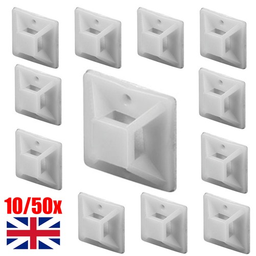 Self Adhesive Cable Wire Tie Mounts Clip Cord Square Sticky Base Pad Pack of 50 - 第 2/16 張圖片