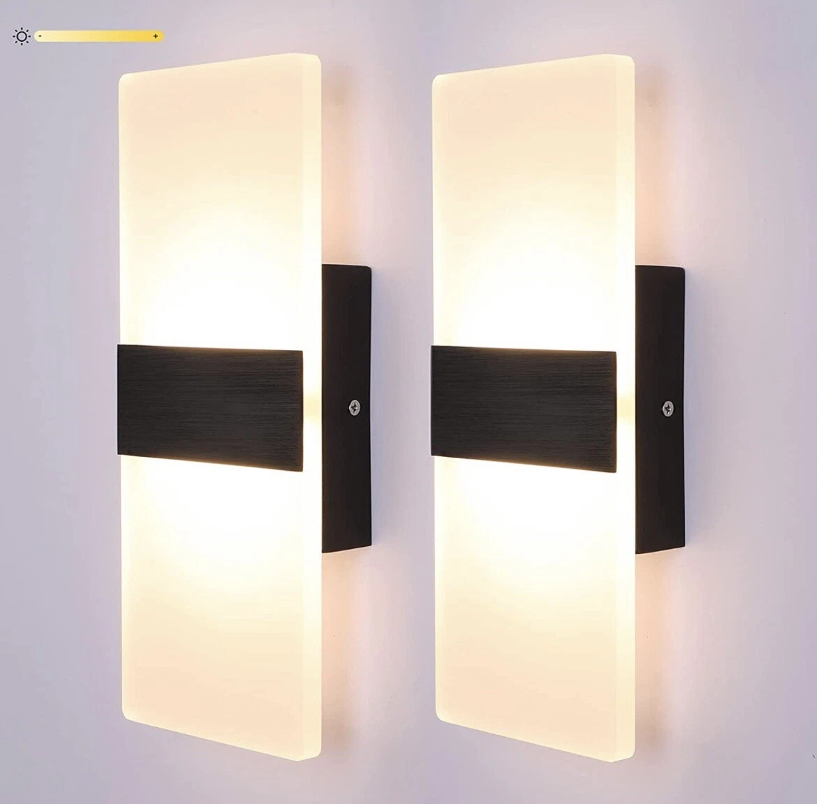 LIGHTESS Modern Wall Sconce 12W LED Wall Lights Indoor Wall Lamp Bedroom 2 Pack