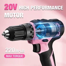 WORKPRO USA 20V Pink Cordless Drill Driver Kit 141PC Hand Tool Kit Home Tool Set - Image 5