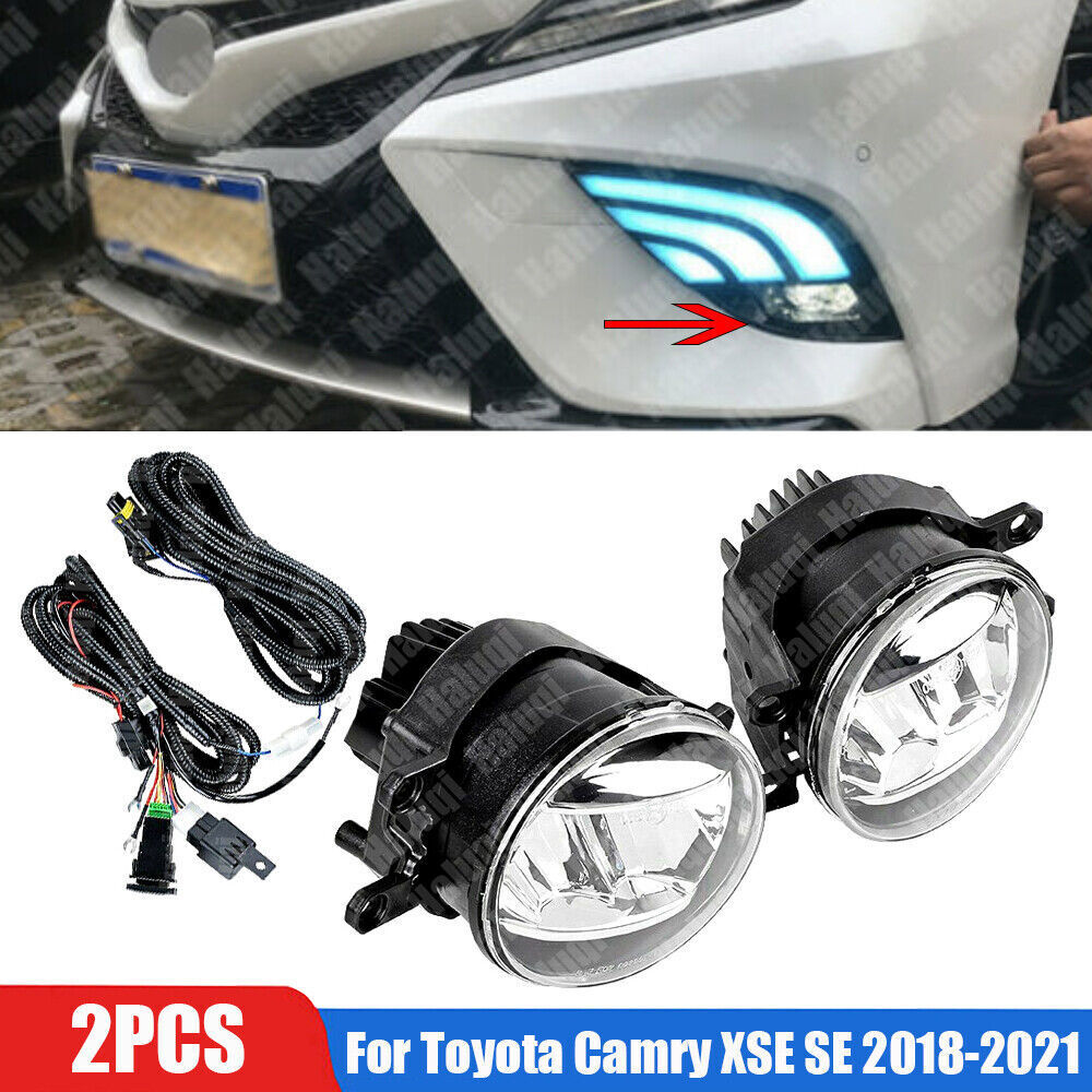 2x LED DRL Daytime Running Light Fog Lamp Kit For Toyota Camry XSE SE 2018-2021