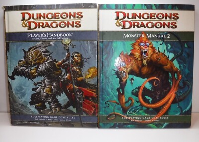 D&D Monster Manual 2 Player's Handbook: Arcane, Divine Martial Heroes Lot of 2