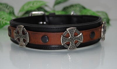 Lederhalsband Keltenkreuz Schwarz Antik-Braun 80cm x 4cm Dogge Kangal Alano  | eBay.de