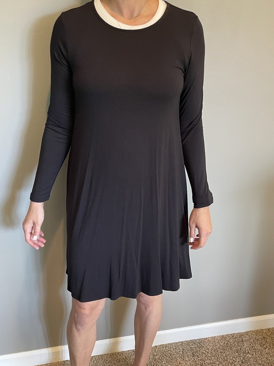 black short swing dress Women Casual Crewneck Short Sleeve Pockets Swing T-Shirt Dress