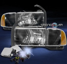 For 1999-2001 Ram 1500 Sport Pickup Black Headlights Wcorner Lamp8000k Hid