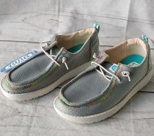 NWT Hey Dude Wendy Perf Neoprene Shoes Gray Multi Youth Little Kid Size YT3
