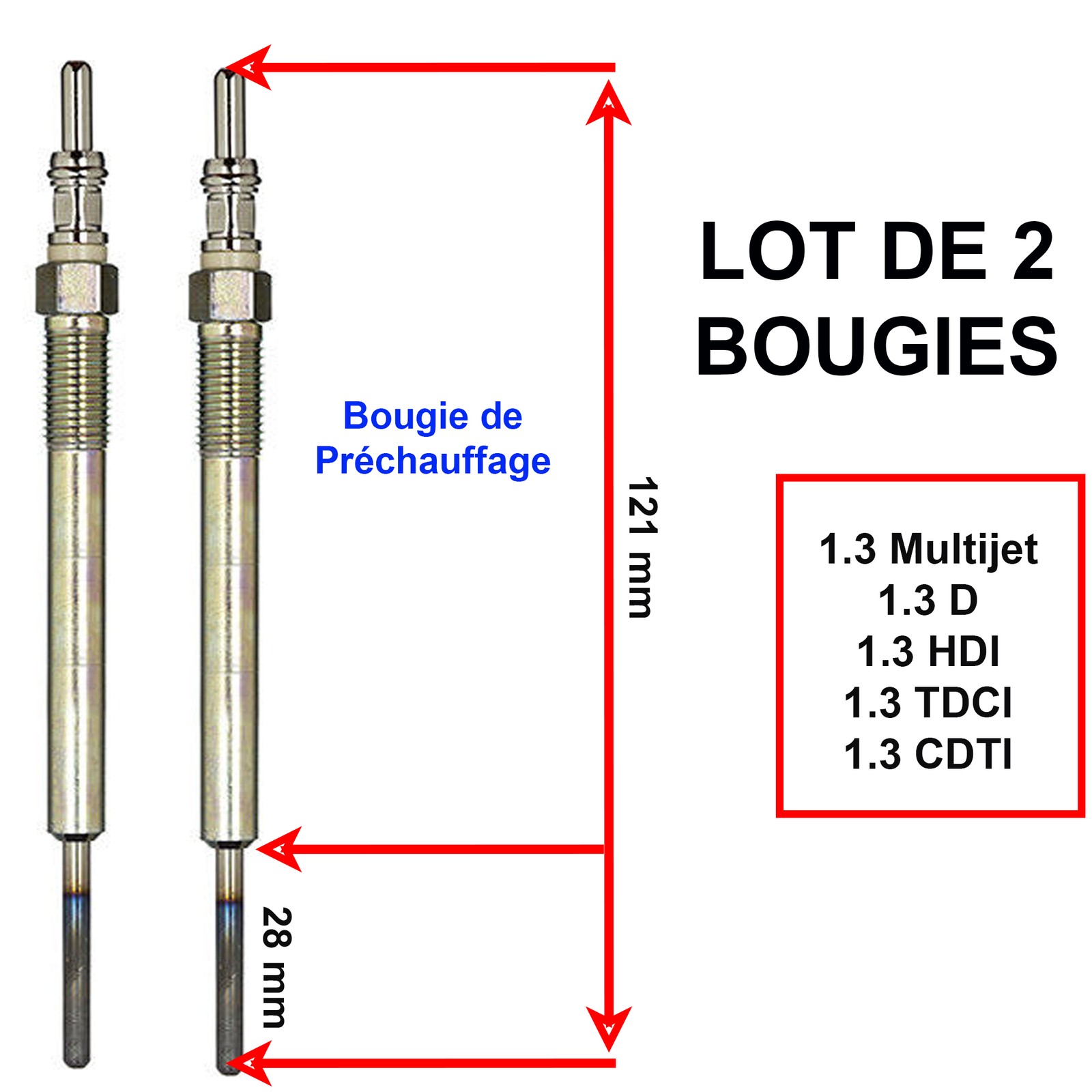 Bougie de préchauffage 1.3 Multijet stop ratés Nemo Ypsilon - 4