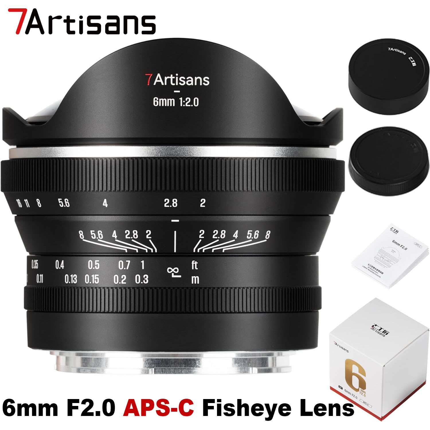 7artisans 6mm F2.0 APS-C 220° Ultra Wide Fisheye Lens fr E/ Z/ RF/ XF/ M43 Mount