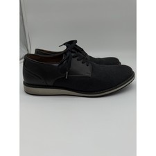 Steve Madden Mens Mixed Media Canvas Leather Oxford Shoes Black Grey 11M