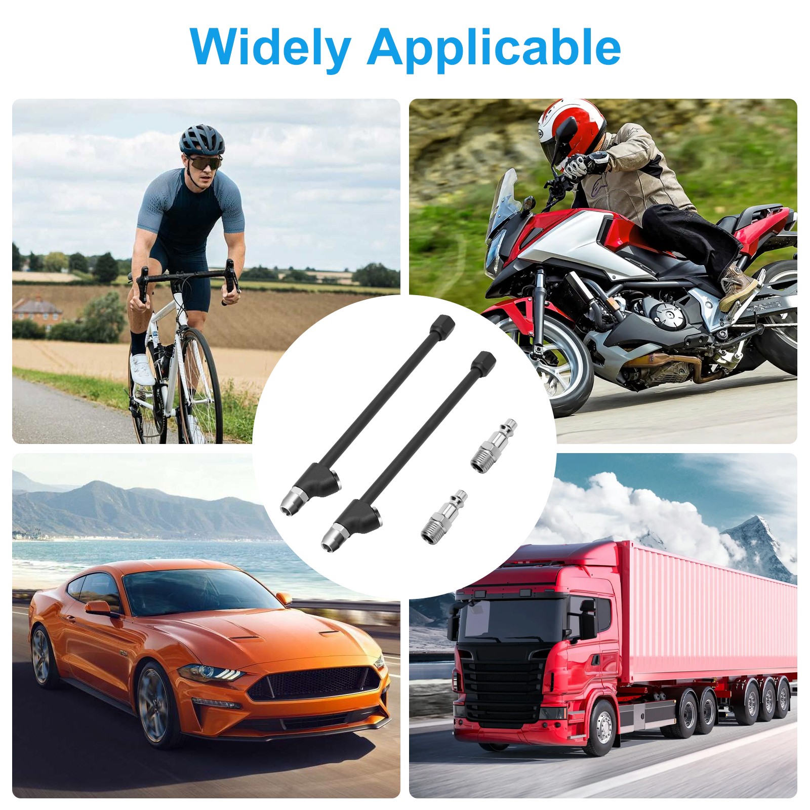 2pcs 13'' Dual Head Air Chuck 1/4" FNPT Straight Lock On Car Truck Tire Inflate