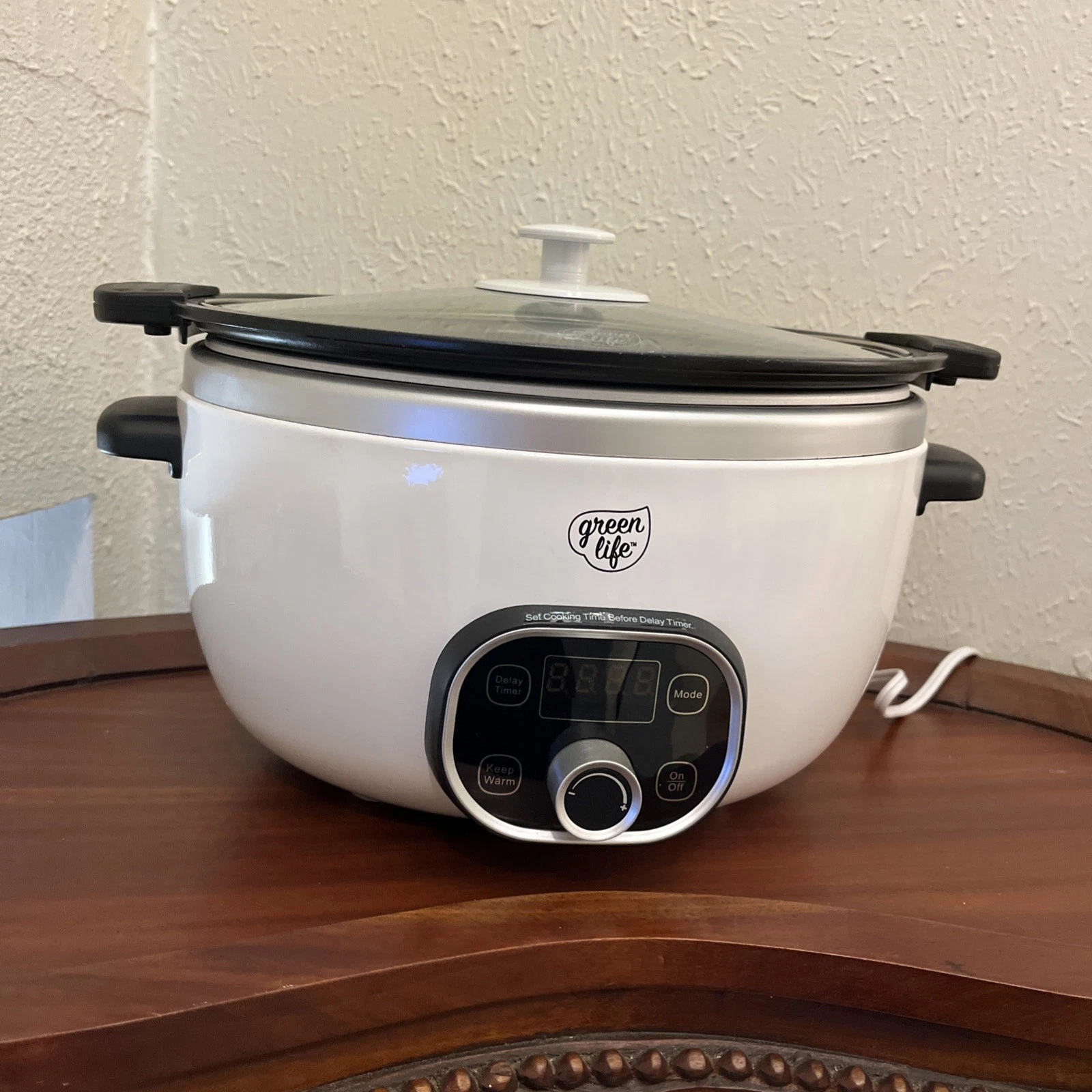 Green Life 6 Qt Ceramic Nonstick Slow Cooker Dishwasher Safe Easy Control Meal