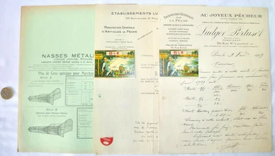 PÊCHE BON DE COMMANDE + PUB NASSE ET BLÉ R. BLONDEAU 1929/1937 SOUPPES/LOING (2) - Photo 1/4