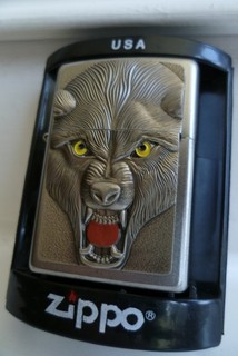 'Bear' heavy emblem 2013 Satin Chrome Zippo Lighter