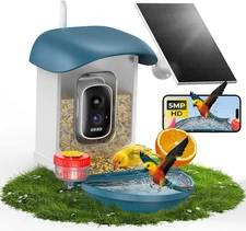 Bird Feeder with Camera 5MP Live Video, Solar Powered Smart AI Identify Birds Sp