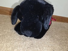Russ Berrie Vintage Ginger Black Lab Puppy Dog Plush Stuffed Animal 14” Ribbon