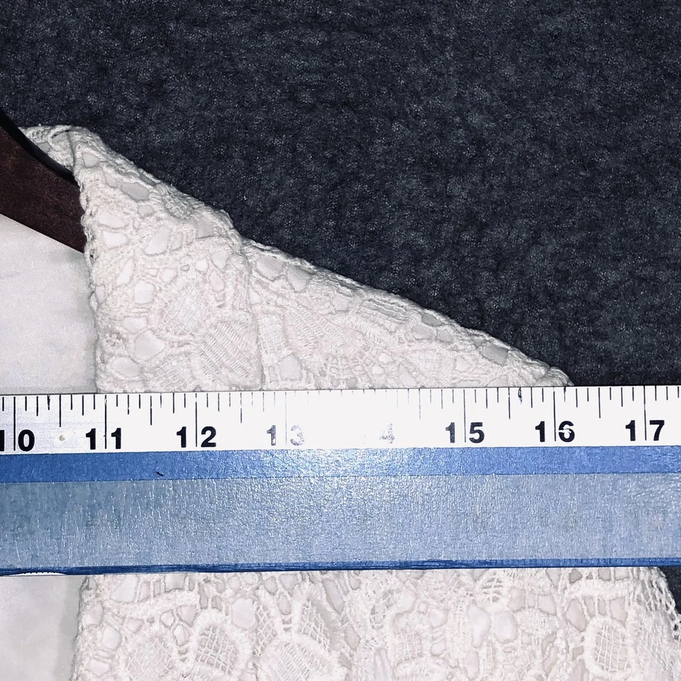 Blazer Ann Taylor LOFT Mujer 6 Marfil Encaje Frente Abierto Chaqueta Romántico Bohemio Foto 3 de 4