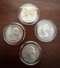 Lot of (4) 1960 Washington Silver Quarters 90% Silver - In Airtite Holders