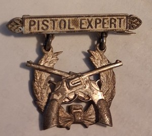 VERY RARE ORIGINAL PRE WW1 US MARINE CORPS PISTOL EXPERT BADGE - FREE SHIPPING
