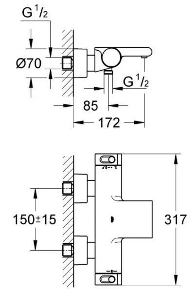 Badewannenarmatur GROHE Grohtherm 2000 34174001 - Bild 2 von 4