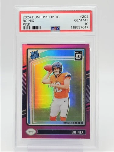 BO NIX 2024 DONRUSS OPTIC RATED ROOKIE PINK BRONCOS RC PSA 10 Q0004