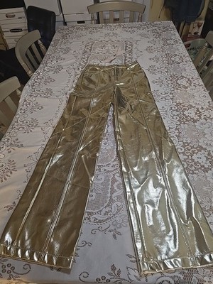 Cinq à Sept Francine Metallic Faux Leather Straight Leg Pants Size 0